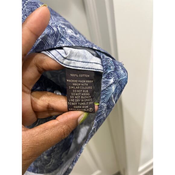 Rodd & Gunn Collared Blue Waves Button Up Short Sleeves Sz XL - Picture 4 of 6